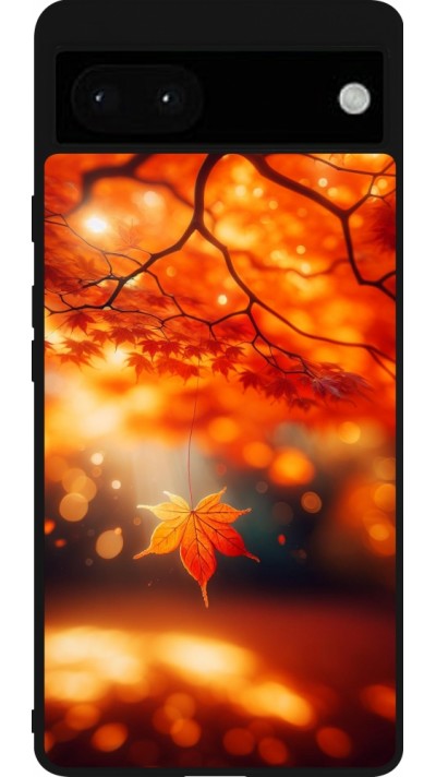 Google Pixel 6a Case Hülle - Silikon schwarz Herbst Magisch Orange