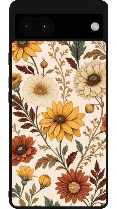 Google Pixel 6a Case Hülle - Silikon schwarz Autumn 25 Flower pattern
