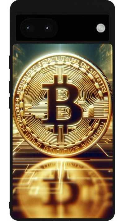 Coque Google Pixel 6a - Silicone rigide noir Bitcoin Standing