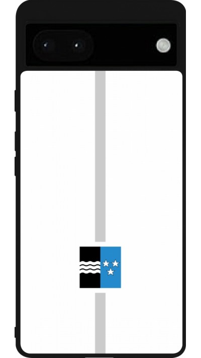 Coque Google Pixel 6a - Silicone rigide noir Canton AG blanc
