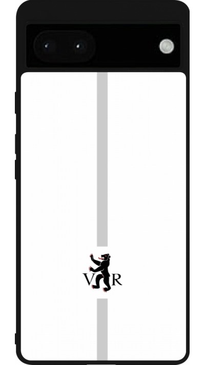 Coque Google Pixel 6a - Silicone rigide noir Canton AR blanc