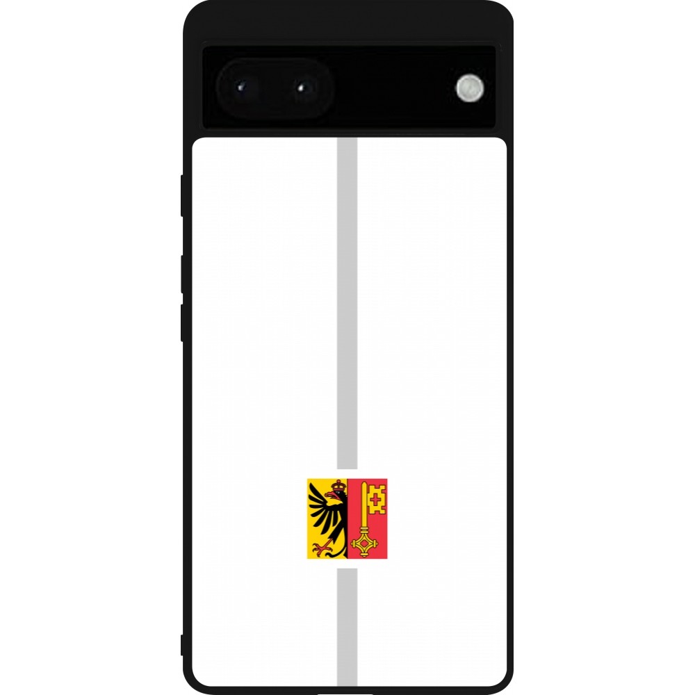 Google Pixel 6a Case Hülle - Silikon schwarz Kanton GE weiss