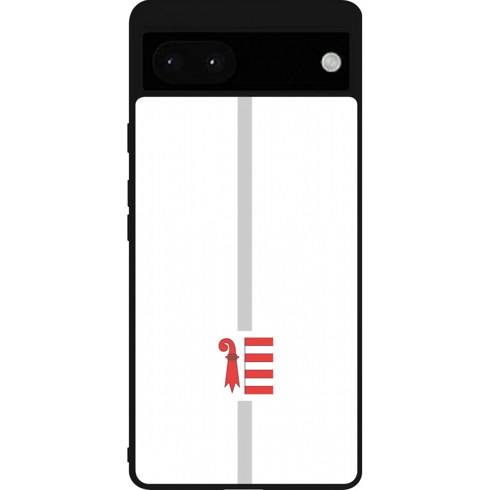 Google Pixel 6a Case Hülle - Silikon schwarz Kanton JU weiss