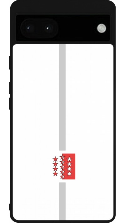 Google Pixel 6a Case Hülle - Silikon schwarz Kanton VS weiss