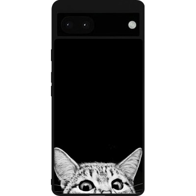 Google Pixel 6a Case Hülle - Silikon schwarz Cat Looking Up Black