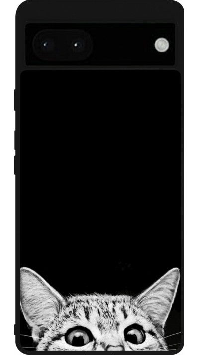 Google Pixel 6a Case Hülle - Silikon schwarz Cat Looking Up Black