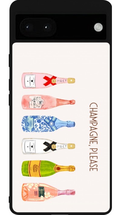 Google Pixel 6a Case Hülle - Silikon schwarz Champagne Please