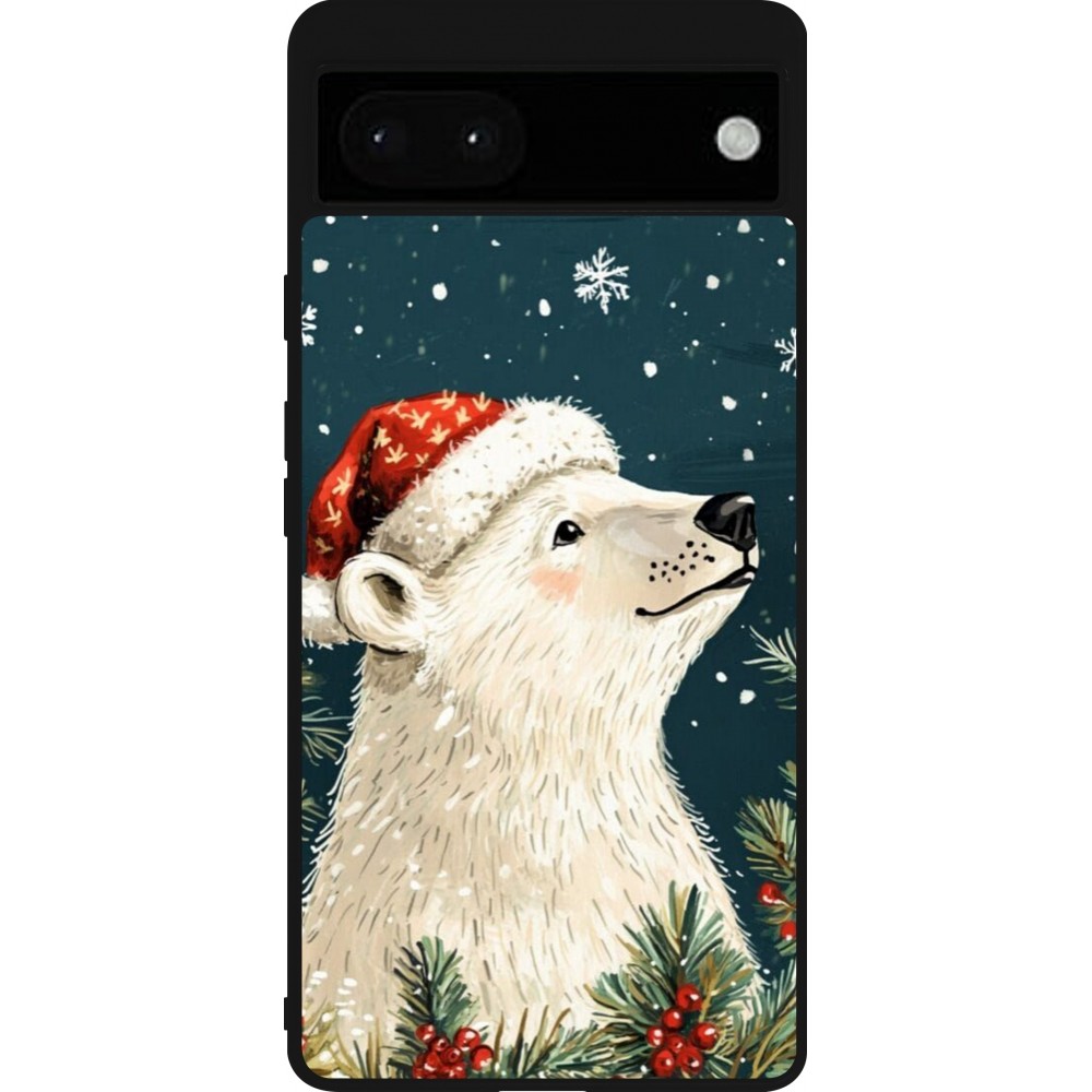 Google Pixel 6a Case Hülle - Silikon schwarz Christmas 25 Bear