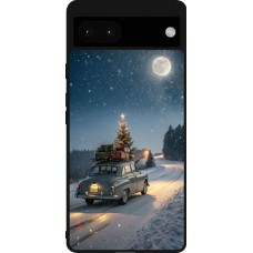 Coque Google Pixel 6a - Silicone rigide noir Christmas 25 Car with Tree Xmas