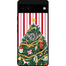 Coque Google Pixel 6a - Silicone rigide noir Christmas 25 Happy Holiday