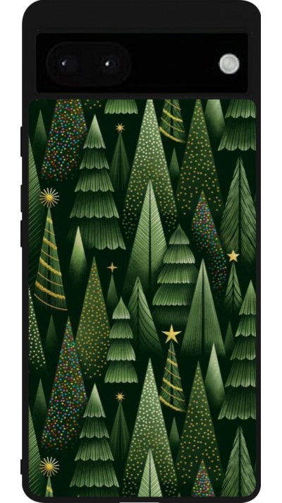 Google Pixel 6a Case Hülle - Silikon schwarz Christmas 25 Pattern Xmas Tree