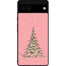 Google Pixel 6a Case Hülle - Silikon schwarz Christmas 25 Pink Tree