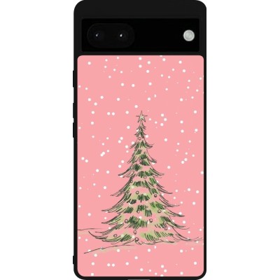 Google Pixel 6a Case Hülle - Silikon schwarz Christmas 25 Pink Tree