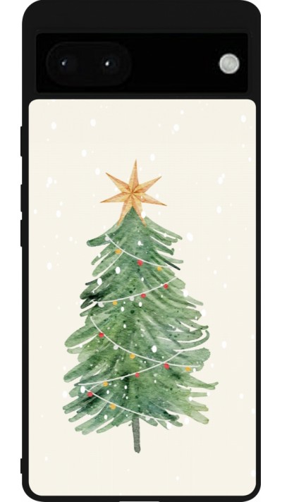 Google Pixel 6a Case Hülle - Silikon schwarz Christmas 25 Sketch Tree
