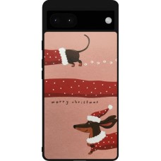 Coque Google Pixel 6a - Silicone rigide noir Christmas 25 Teckel Merry Xmas