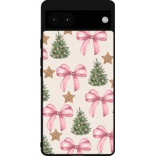 Coque Google Pixel 6a - Silicone rigide noir Christmas 25 Vintage Ribbons