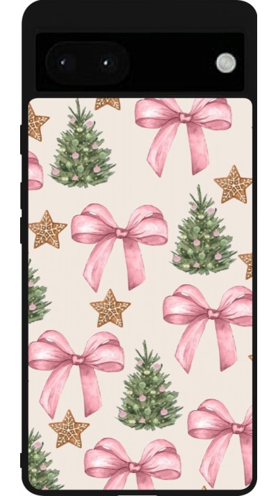 Google Pixel 6a Case Hülle - Silikon schwarz Christmas 25 Vintage Ribbons