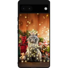 Coque Google Pixel 6a - Silicone rigide noir Christmas 25 Xmas Cat