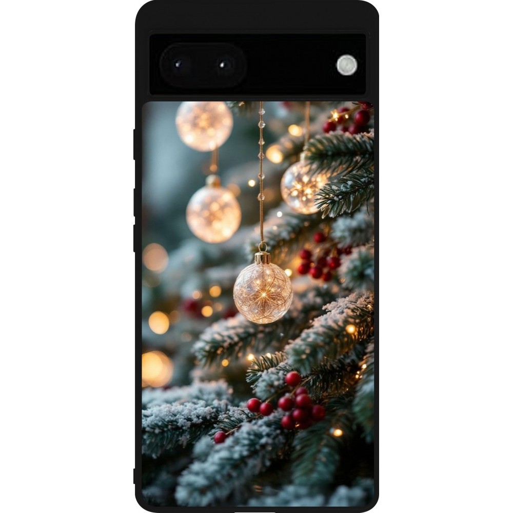 Coque Google Pixel 6a - Silicone rigide noir Christmas 25 Xmas Decorated Tree