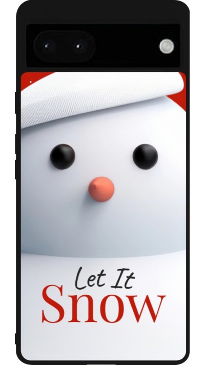 Google Pixel 6a Case Hülle - Silikon schwarz Christmas 25 Xmas Snowman