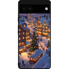 Coque Google Pixel 6a - Silicone rigide noir Christmas 25 Xmas Village