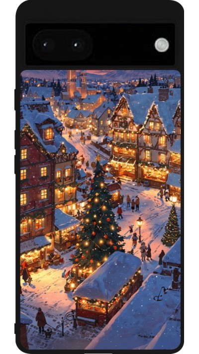 Google Pixel 6a Case Hülle - Silikon schwarz Christmas 25 Xmas Village