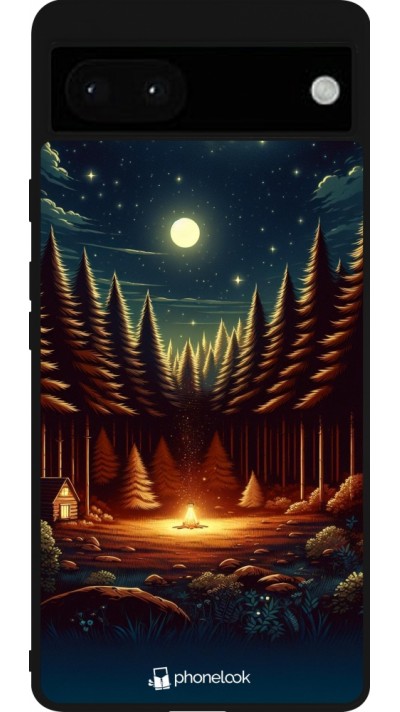 Coque Google Pixel 6a - Silicone rigide noir Clairière éclairée par lanterne