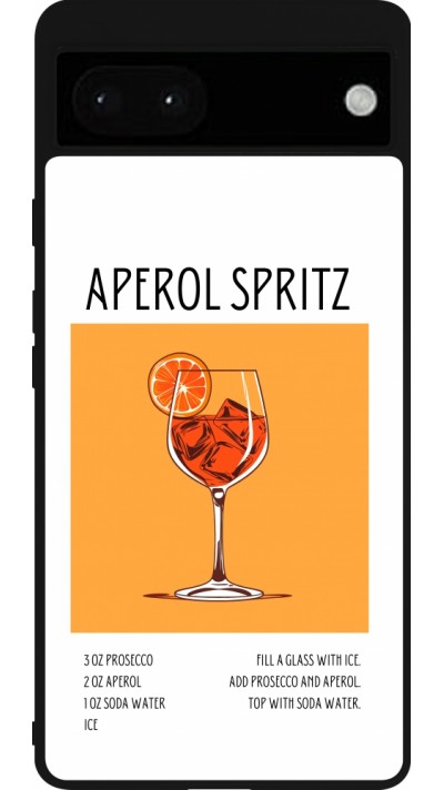 Google Pixel 6a Case Hülle - Silikon schwarz Cocktail Rezept Aperol Spritz