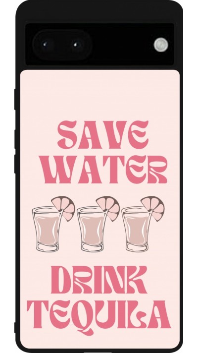 Google Pixel 6a Case Hülle - Silikon schwarz Cocktail Save Water Drink Tequila