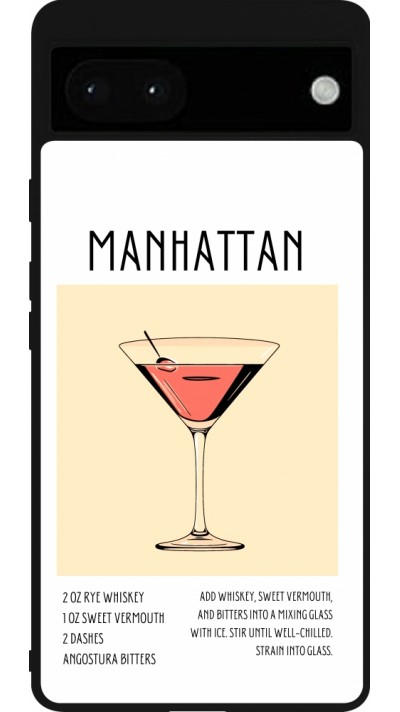 Coque Google Pixel 6a - Silicone rigide noir Cocktail recette Manhattan