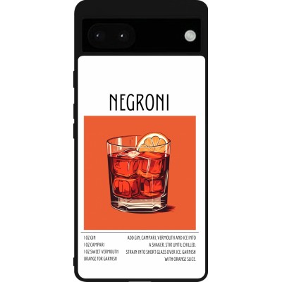 Coque Google Pixel 6a - Silicone rigide noir Cocktail recette Negroni