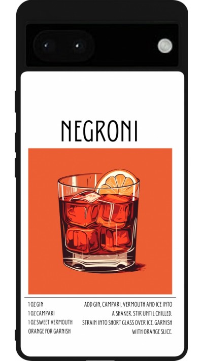 Coque Google Pixel 6a - Silicone rigide noir Cocktail recette Negroni