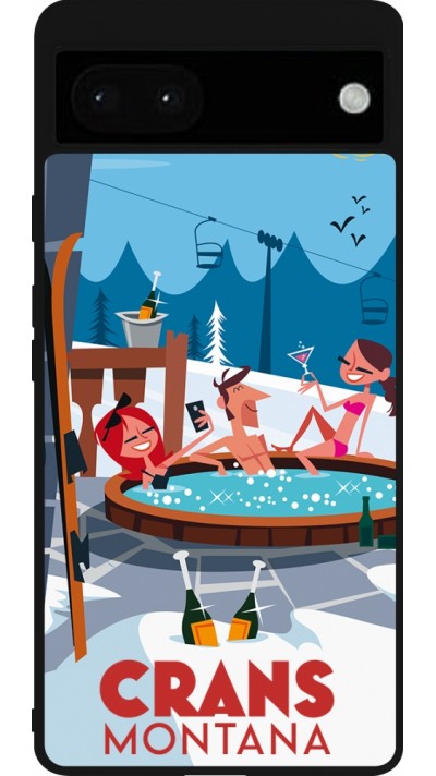 Google Pixel 6a Case Hülle - Silikon schwarz Crans-Montana Mountain Jacuzzi