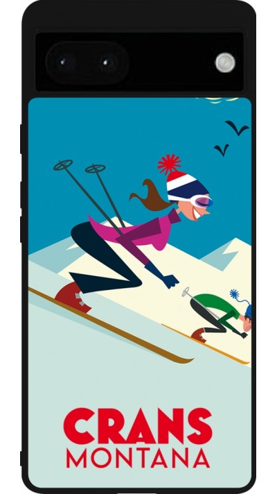 Google Pixel 6a Case Hülle - Silikon schwarz Crans-Montana Ski Downhill