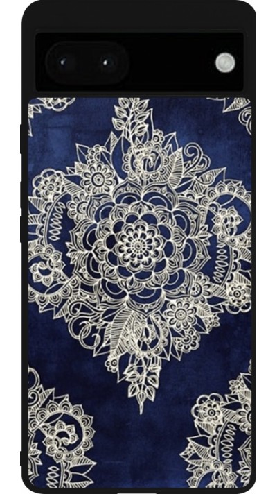 Google Pixel 6a Case Hülle - Silikon schwarz Cream Flower Moroccan