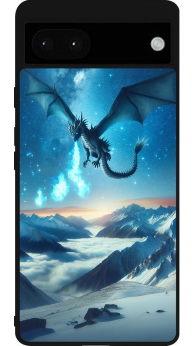 Google Pixel 6a Case Hülle - Silikon schwarz Drache nächtliche Berg