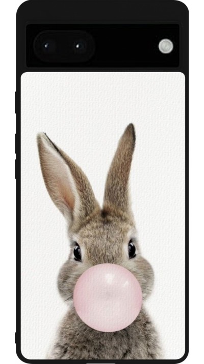 Coque Google Pixel 6a - Silicone rigide noir Easter 2023 bubble gum bunny