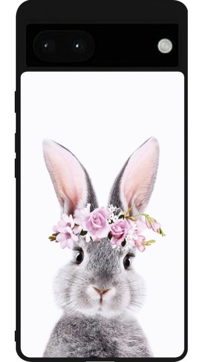 Coque Google Pixel 6a - Silicone rigide noir Easter 2023 flower bunny