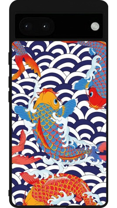 Google Pixel 6a Case Hülle - Silikon schwarz Easter 2023 japanese fish