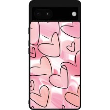 Coque Google Pixel 6a - Silicone rigide noir Easter 2023 pink hearts