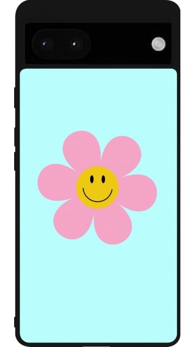 Coque Google Pixel 6a - Silicone rigide noir Easter 2024 happy flower