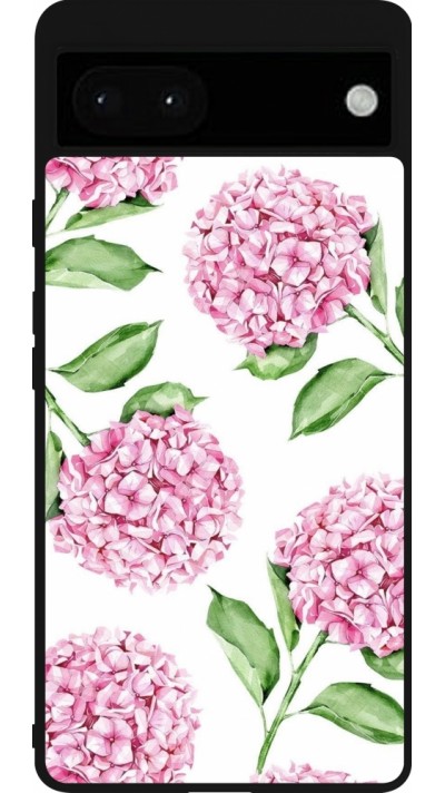 Google Pixel 6a Case Hülle - Silikon schwarz Easter 2024 pink flowers