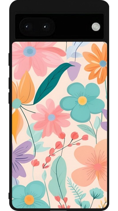 Coque Google Pixel 6a - Silicone rigide noir Easter 2024 spring flowers