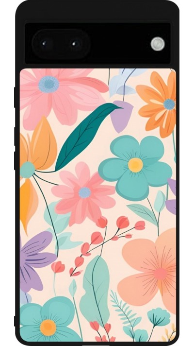 Google Pixel 6a Case Hülle - Silikon schwarz Easter 2024 spring flowers