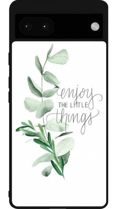 Google Pixel 6a Case Hülle - Silikon schwarz Enjoy the little things