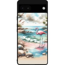 Google Pixel 6a Case Hülle - Silikon schwarz Flamingo Aquarell