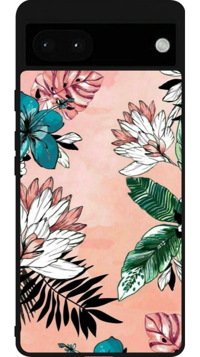 Google Pixel 6a Case Hülle - Silikon schwarz Flowers Artprint