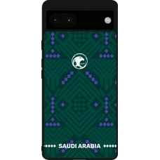 Coque Google Pixel 6a - Silicone rigide noir Maillot de football Arabie saoudite 2026 personnalisable