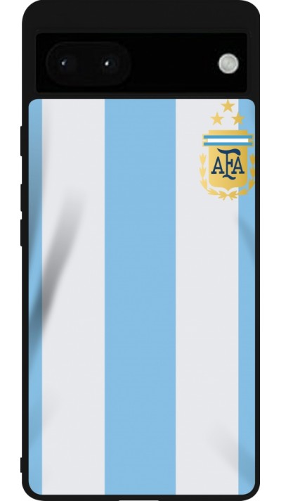 Coque Google Pixel 6a - Silicone rigide noir Maillot de football Argentine 2022 personnalisable