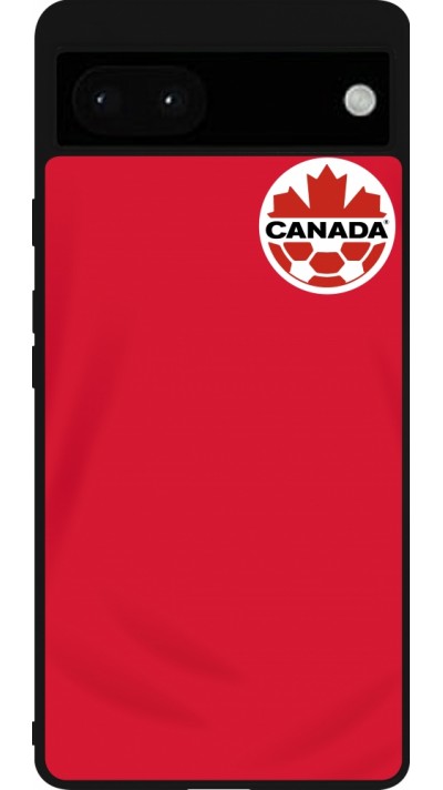 Coque Google Pixel 6a - Silicone rigide noir Maillot de football Canada 2022 personnalisable